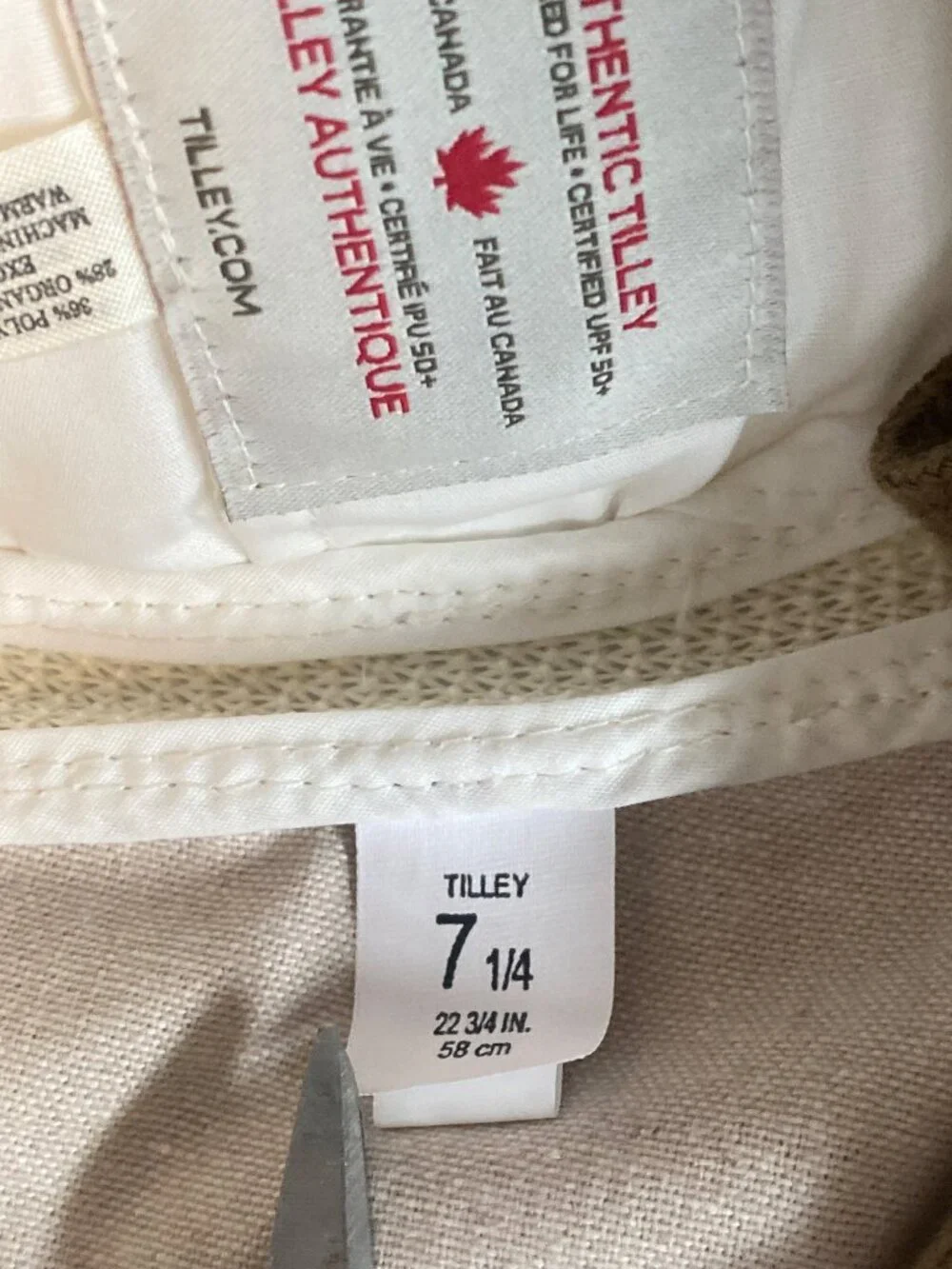 Tilley TMH55 Organic Airflo Sun Hat 7 1/4 Medium Beige Tan Trim 58CM